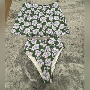 PINK High Waisted Bikini Bottom (Sz Small) and Swim Skirt (Size Medium)
